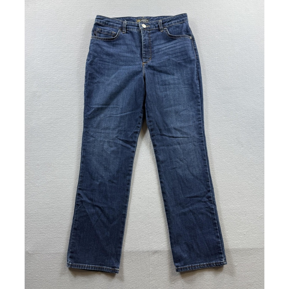 Lee Relaxed Fit Straight Leg Jeans Womens 8 Short Blue Med Wash High Rise 29x28